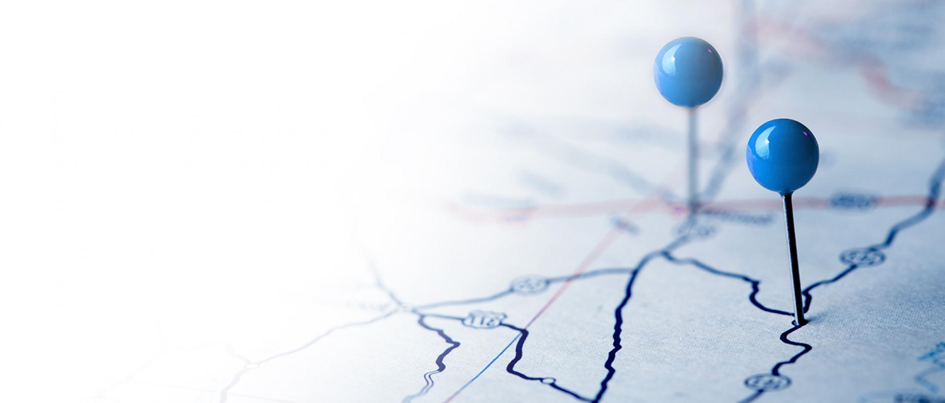 Teaser-Grafik: Karte mit zwei Stecknadeln